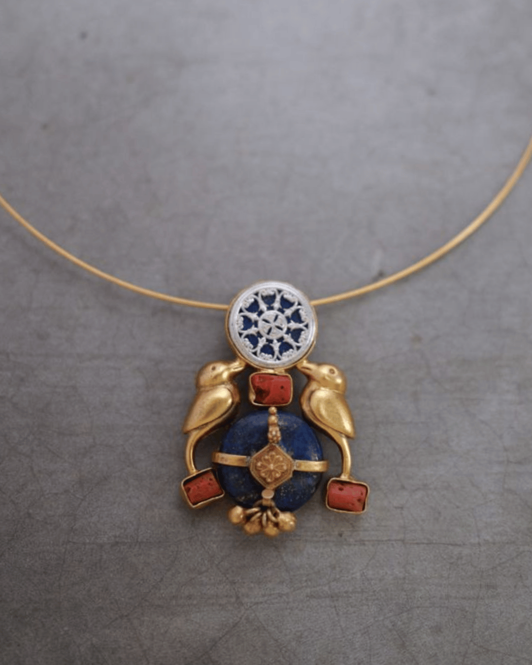 Zarqa handcrafted bird statement necklace