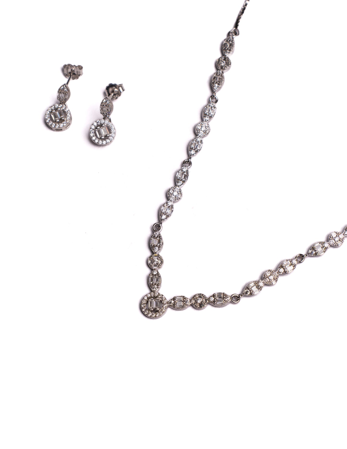 Solene V-Tennis Necklace & Earring Set