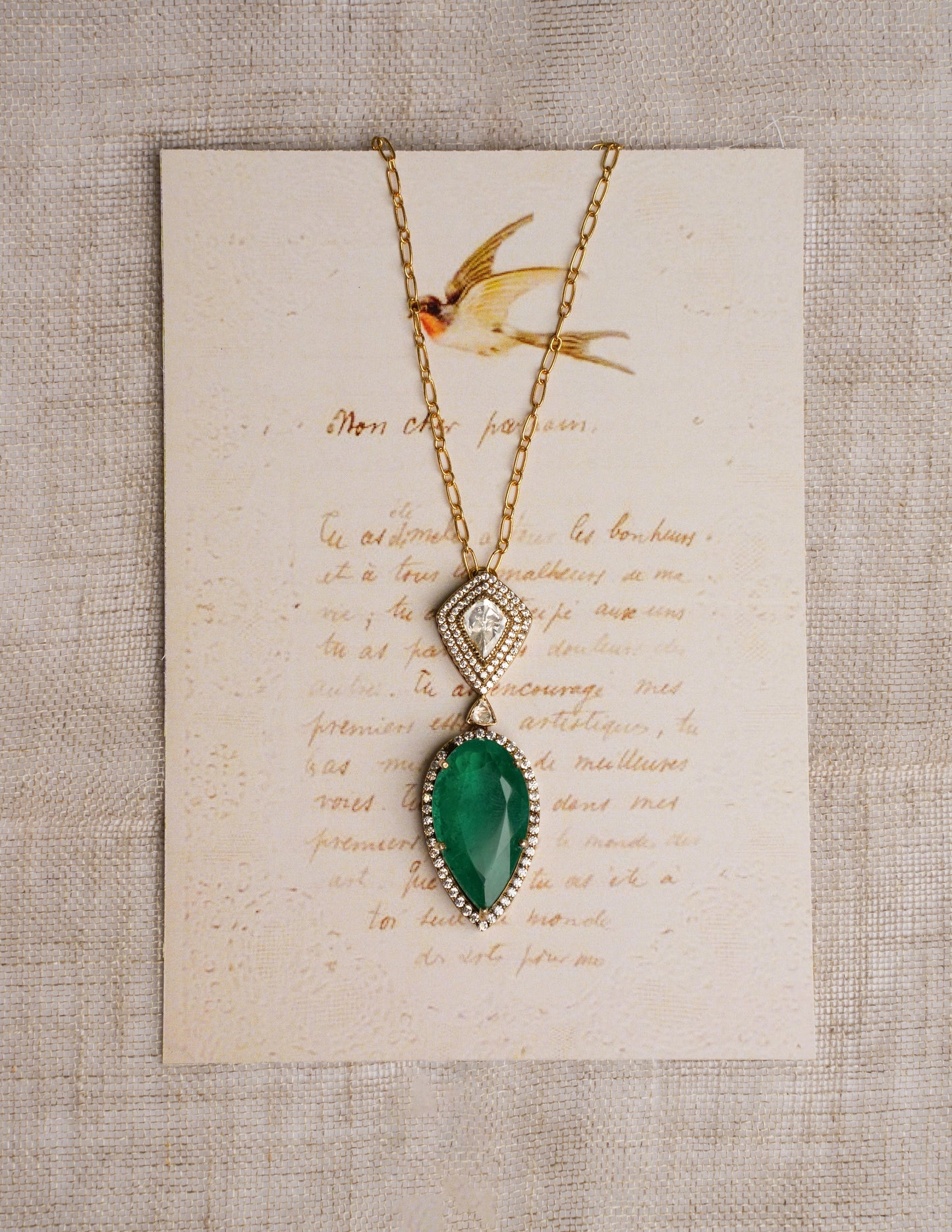 Verity Green Onyx Polki Pendant