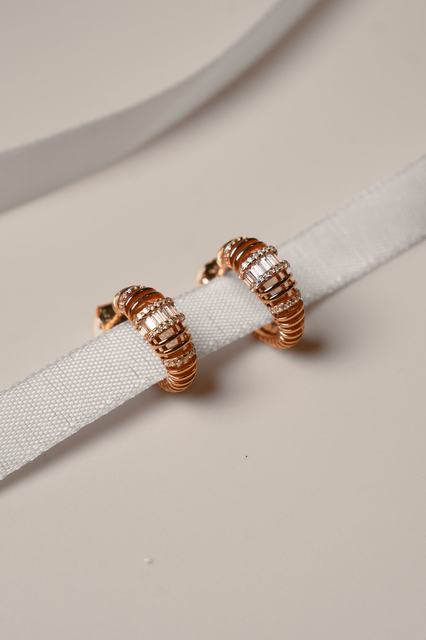 Rose Gold Ribbed Hoops