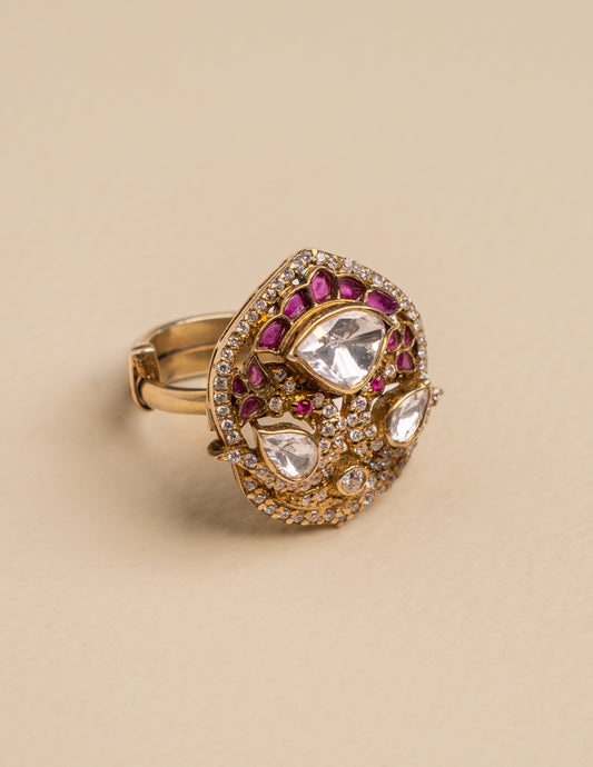 Meena Polki Bird Ring