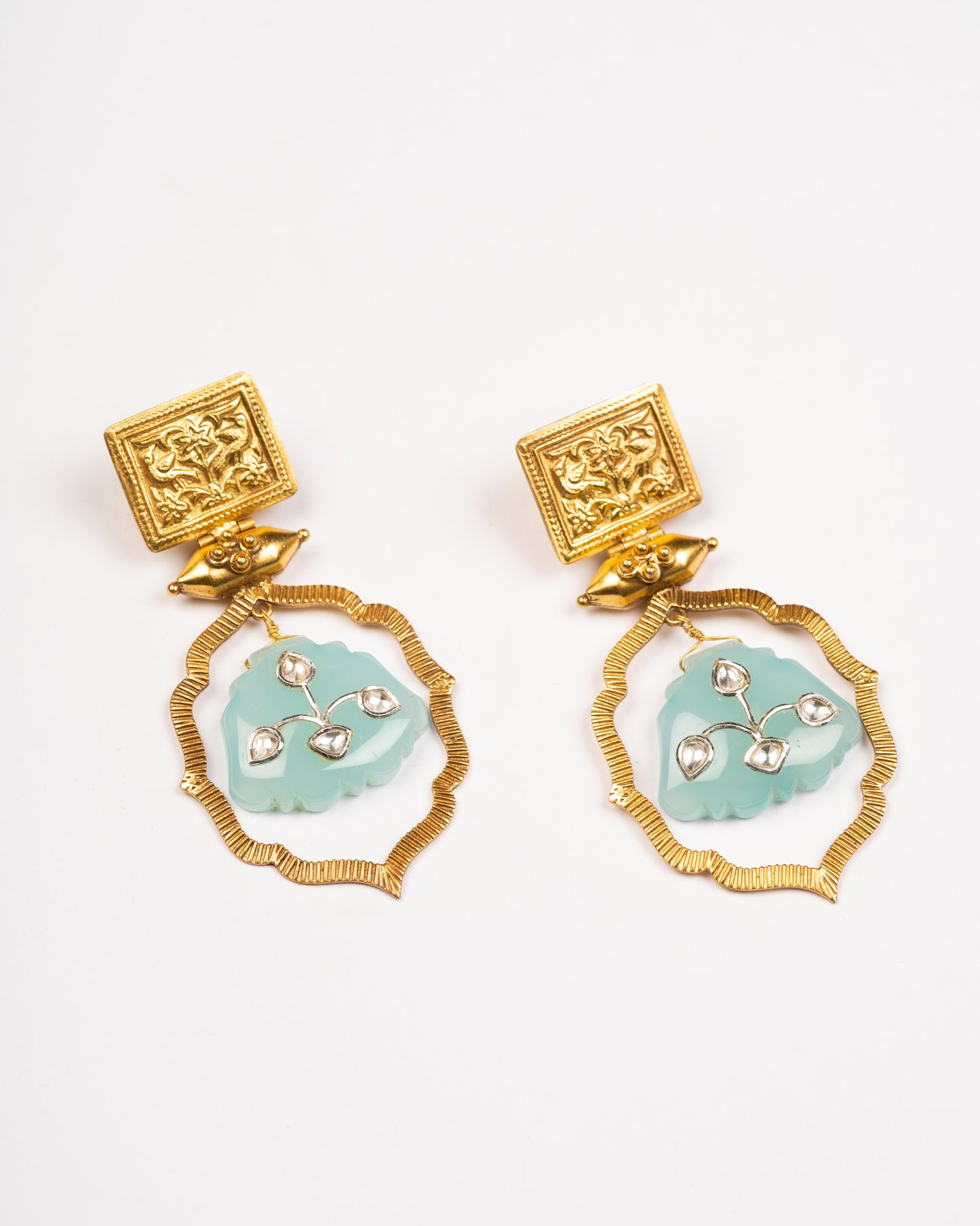 Blue Gemstone Gold Plated Earrings