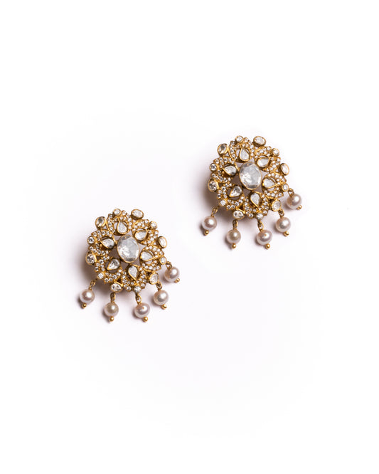 Cecily Pearl Drop Kundan Studs