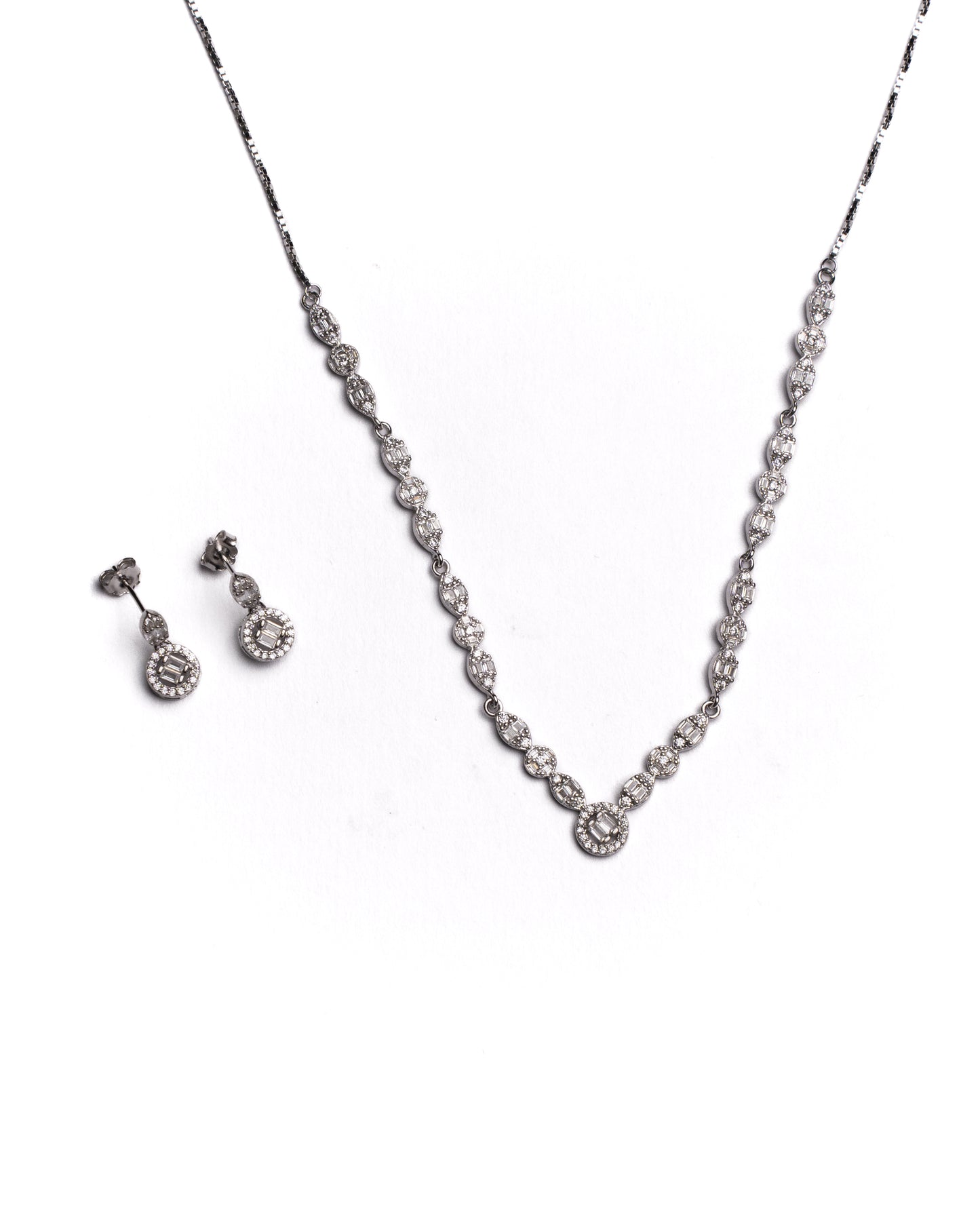 Solene V-Tennis Necklace  & Earring Set