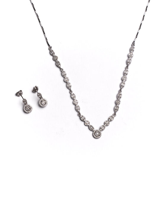 Solene V-Tennis Necklace  & Earring Set