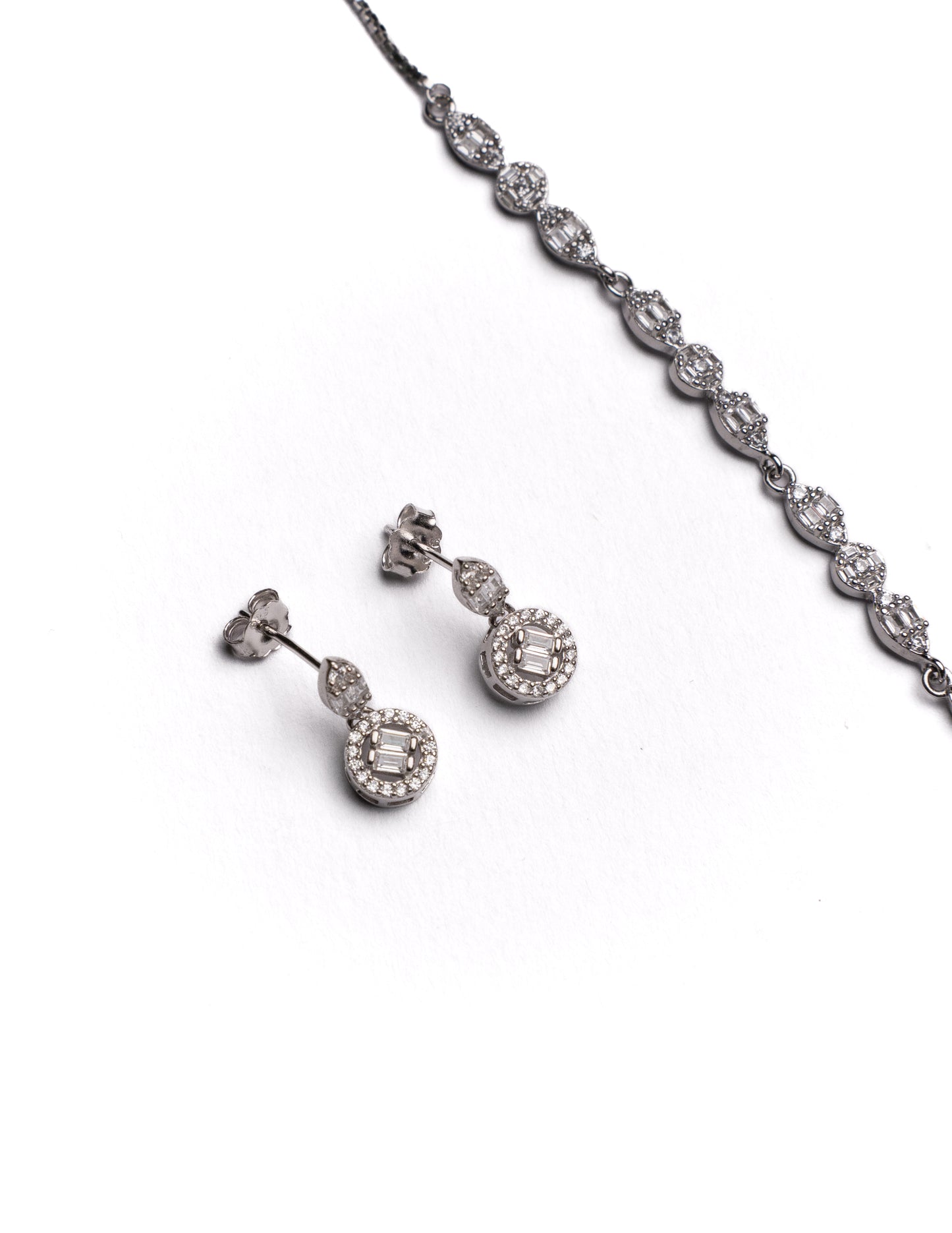 Solene V-Tennis Necklace  & Earring Set