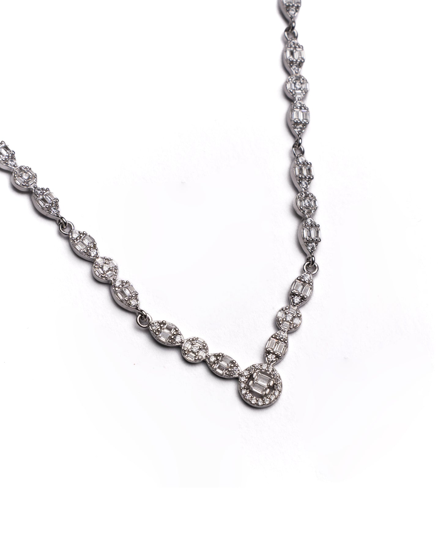 Solene V-Tennis Necklace  & Earring Set