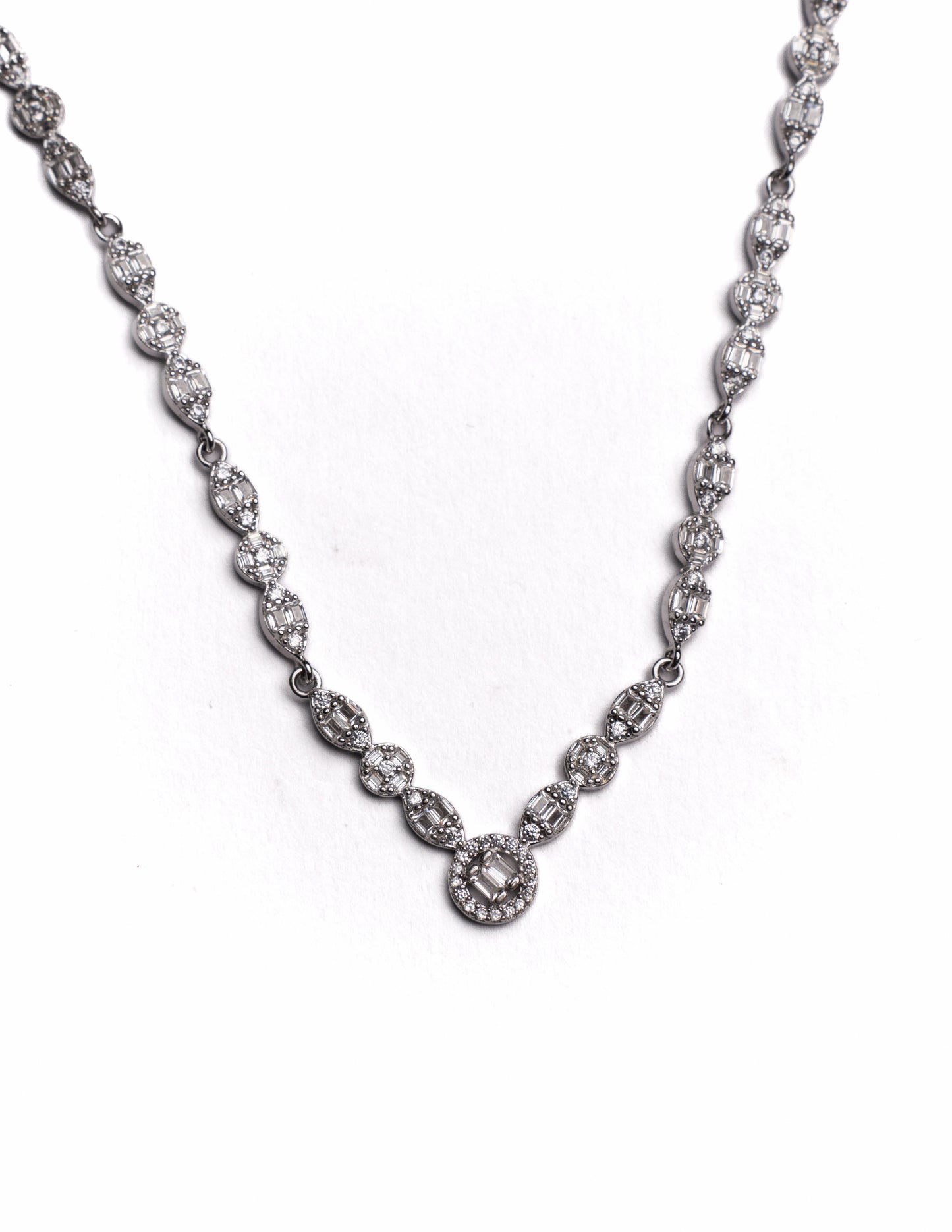 Solene V-Tennis Necklace  & Earring Set