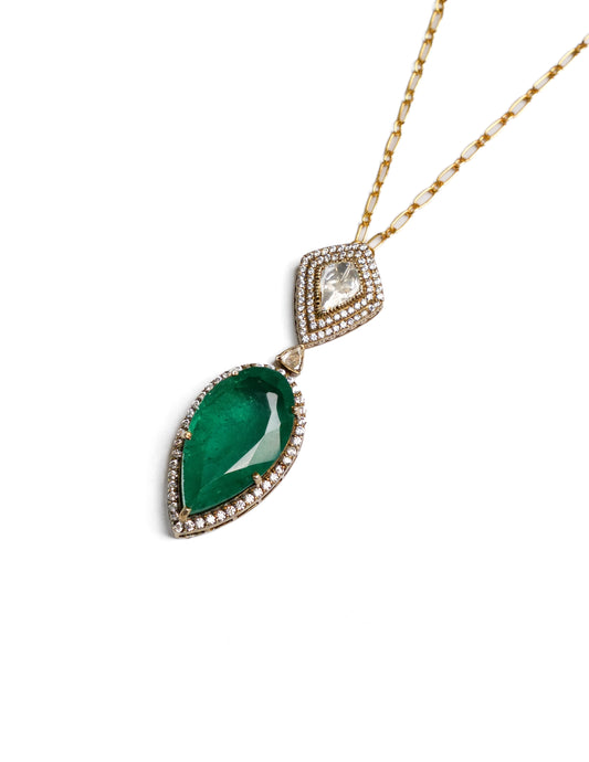 Verity Green Onyx Polki Pendant