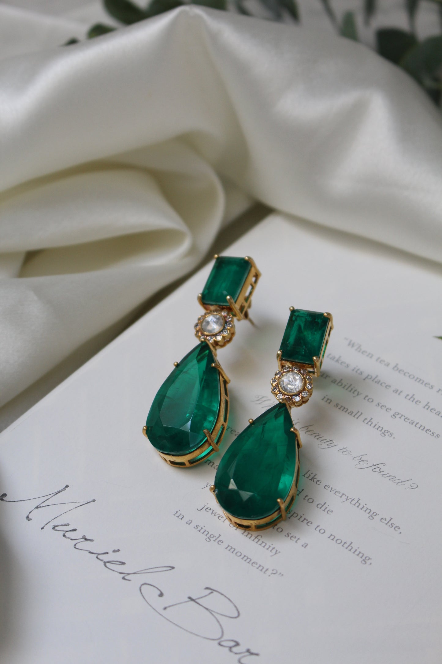 Amina Green Gemstone Drop Earring