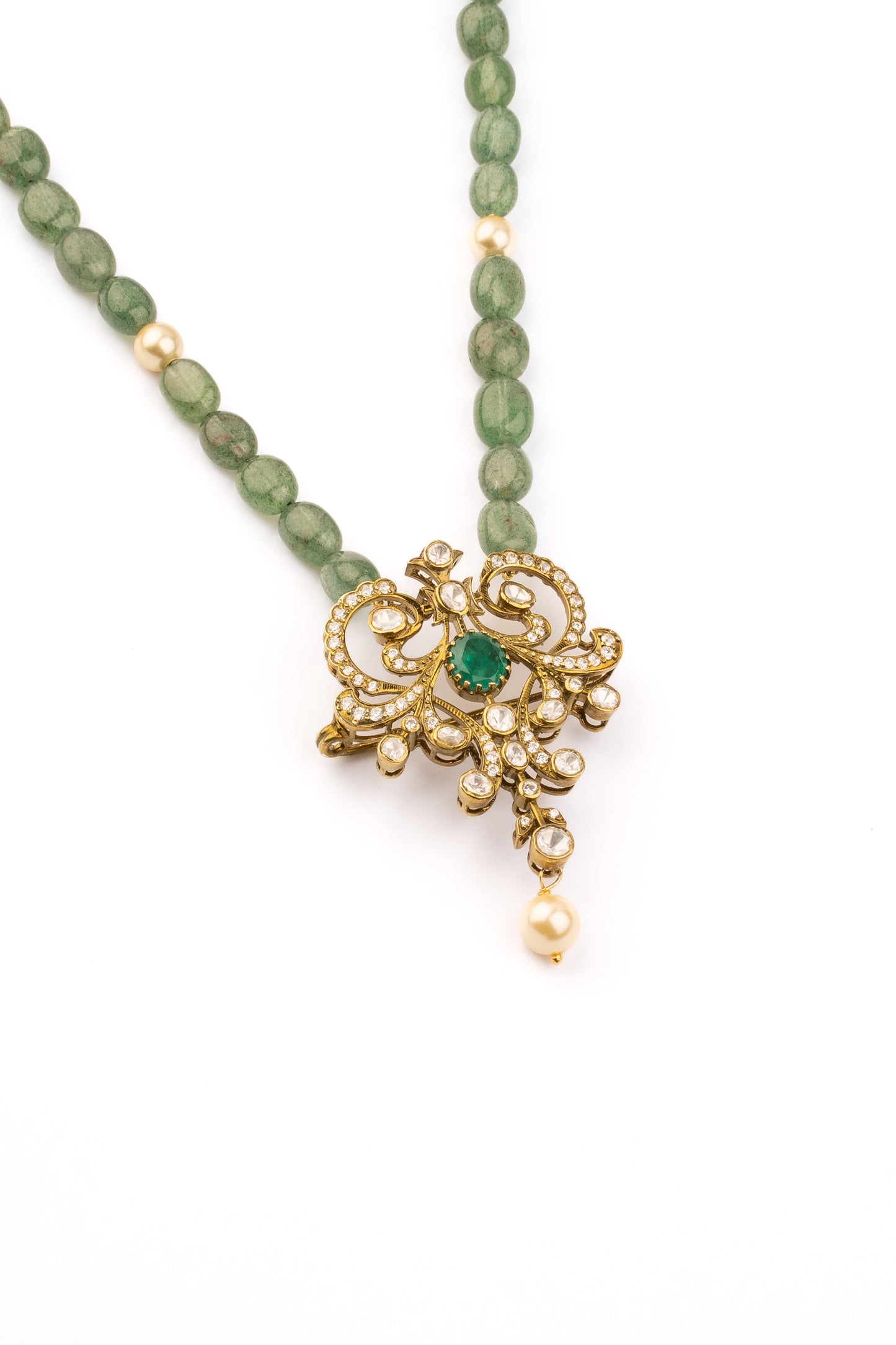 Diana Vintage Emerald Beaded Necklace