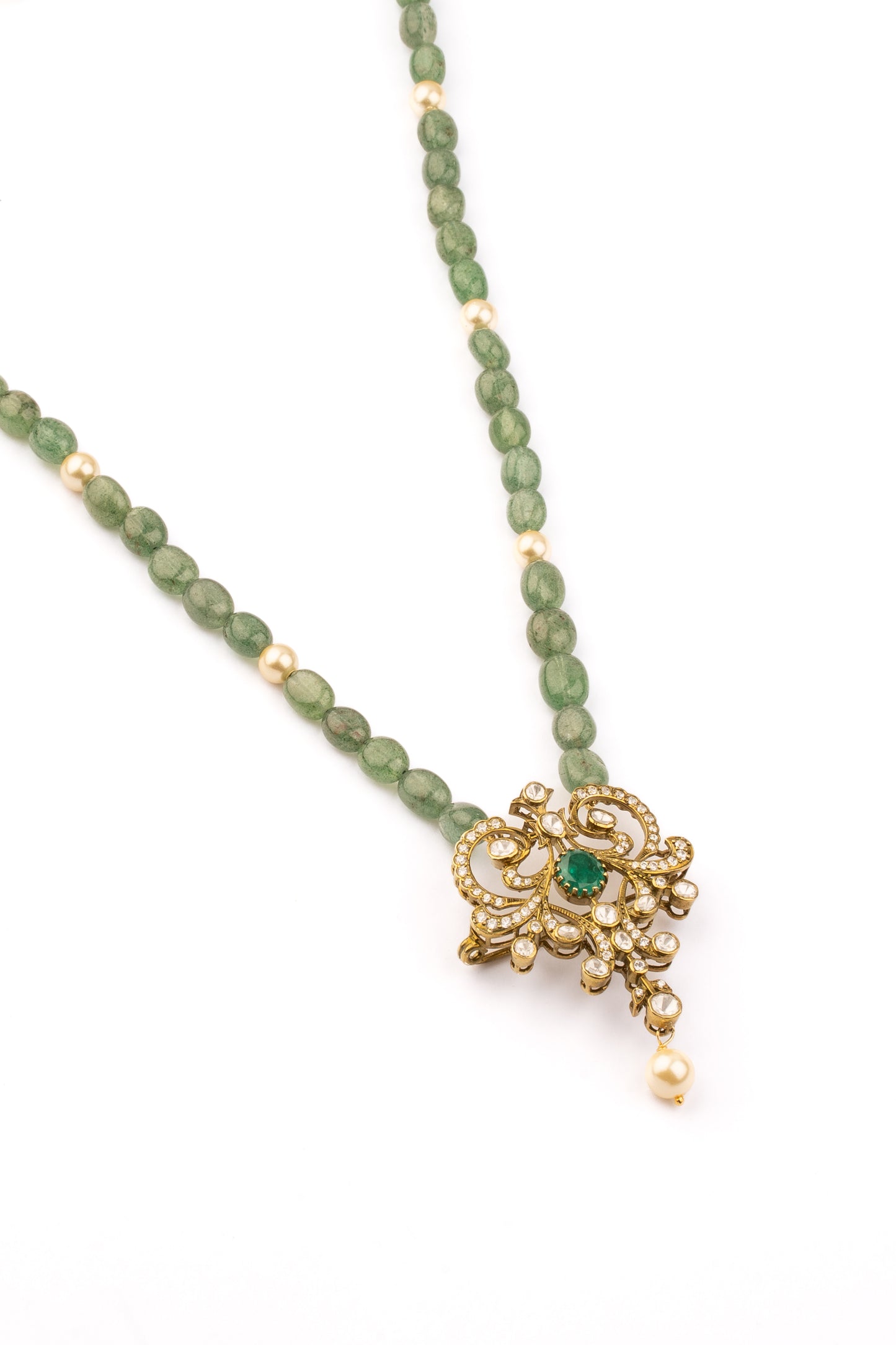 Diana Vintage Emerald Beaded Necklace