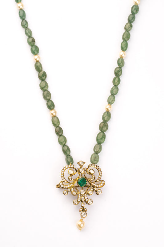 Diana Vintage Emerald Beaded Necklace