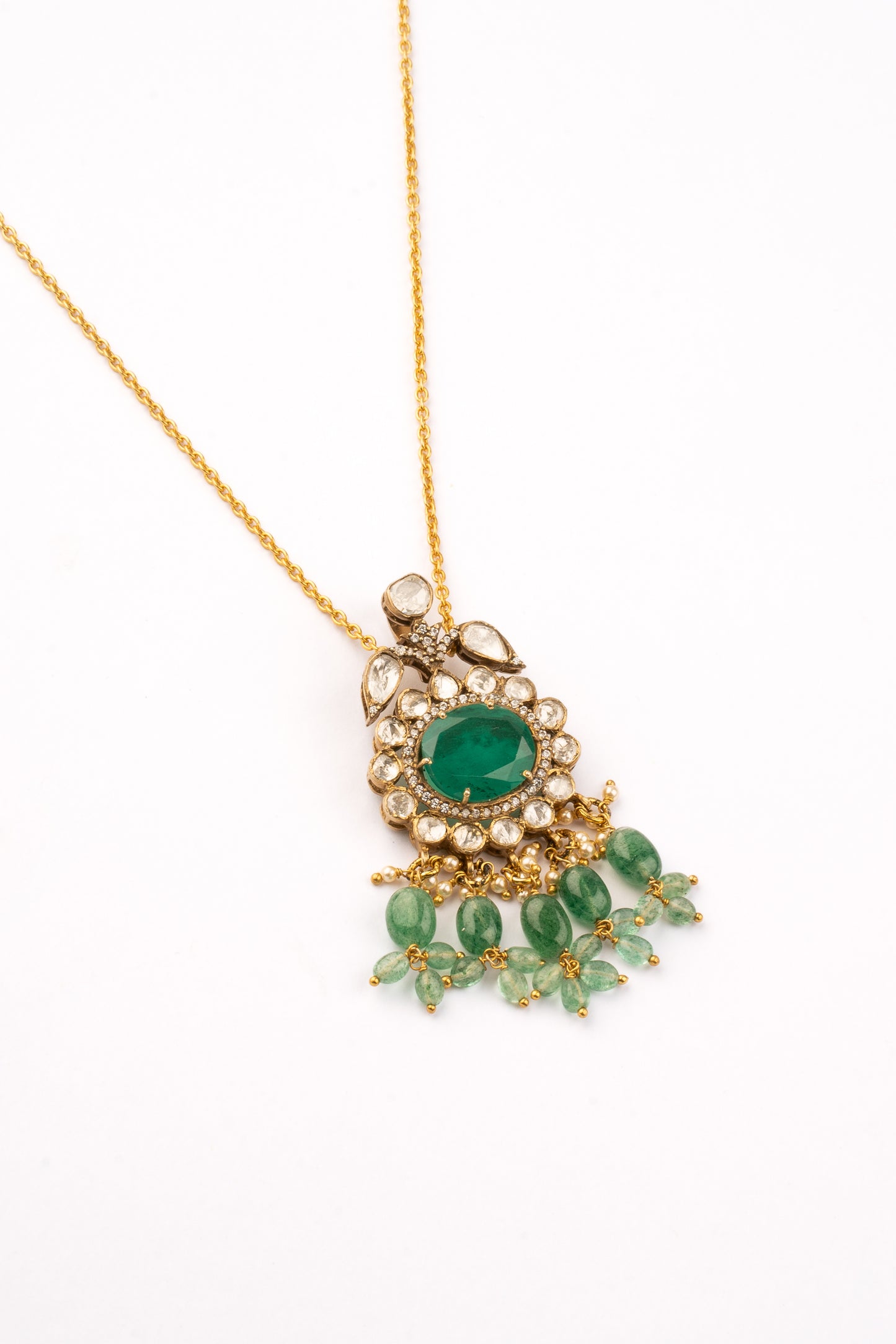 Hena Gold Plated Emerald Necklace