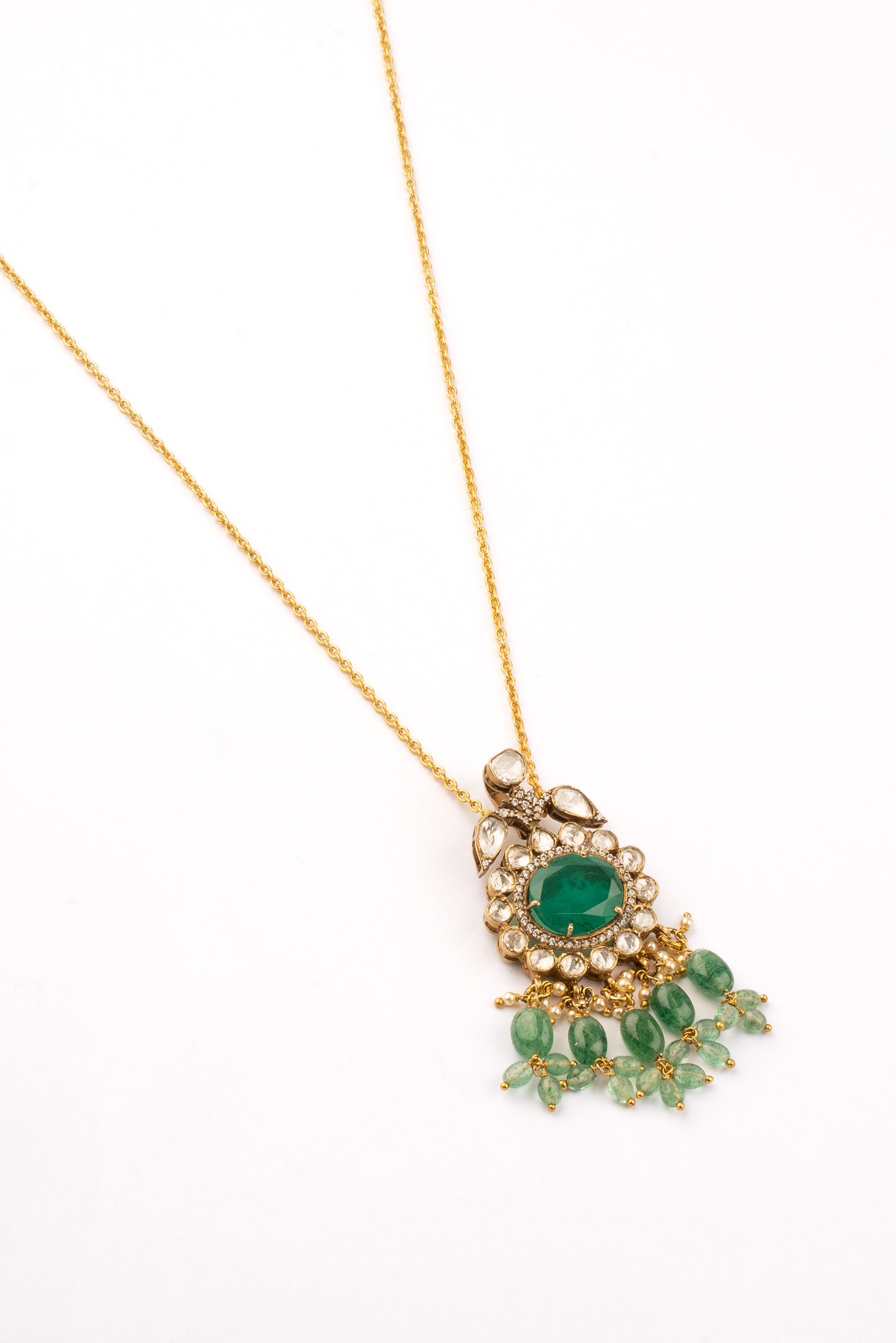 Hena Gold Plated Emerald Necklace