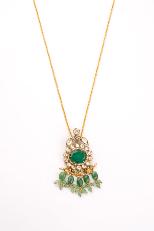 Hena Gold Plated Emerald Necklace