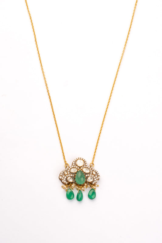 Naaz Gold Plated Emerald Necklace