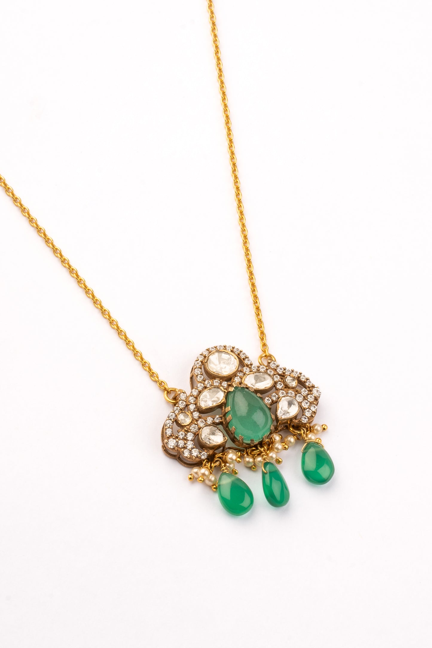 Naaz Gold Plated Emerald Necklace