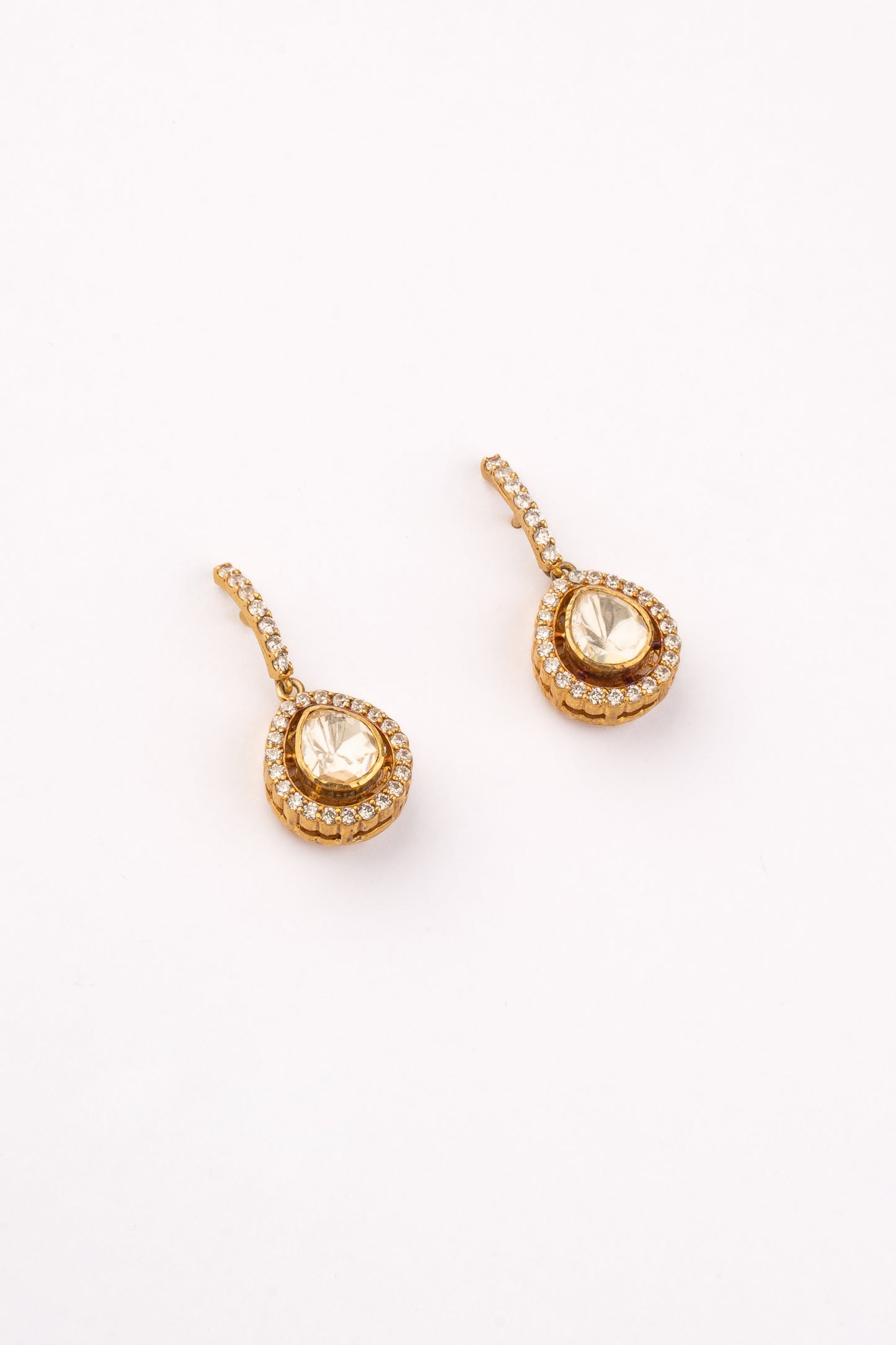 Simone Kundan and Zircon Drop Earrings