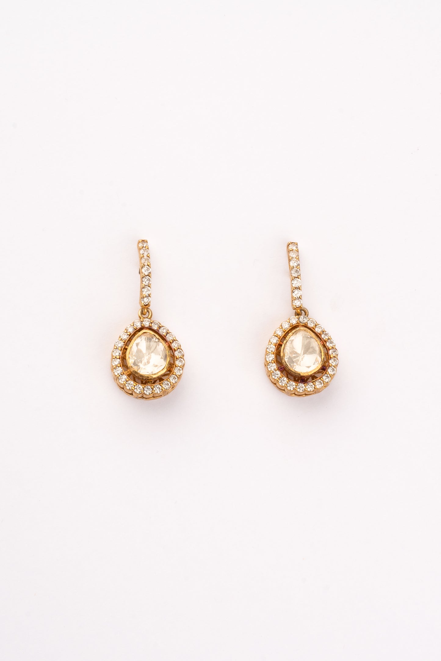 Simone Kundan and Zircon Drop Earrings