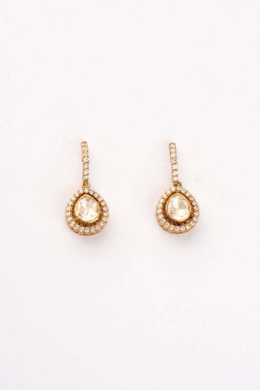 Simone Kundan and Zircon Drop Earrings