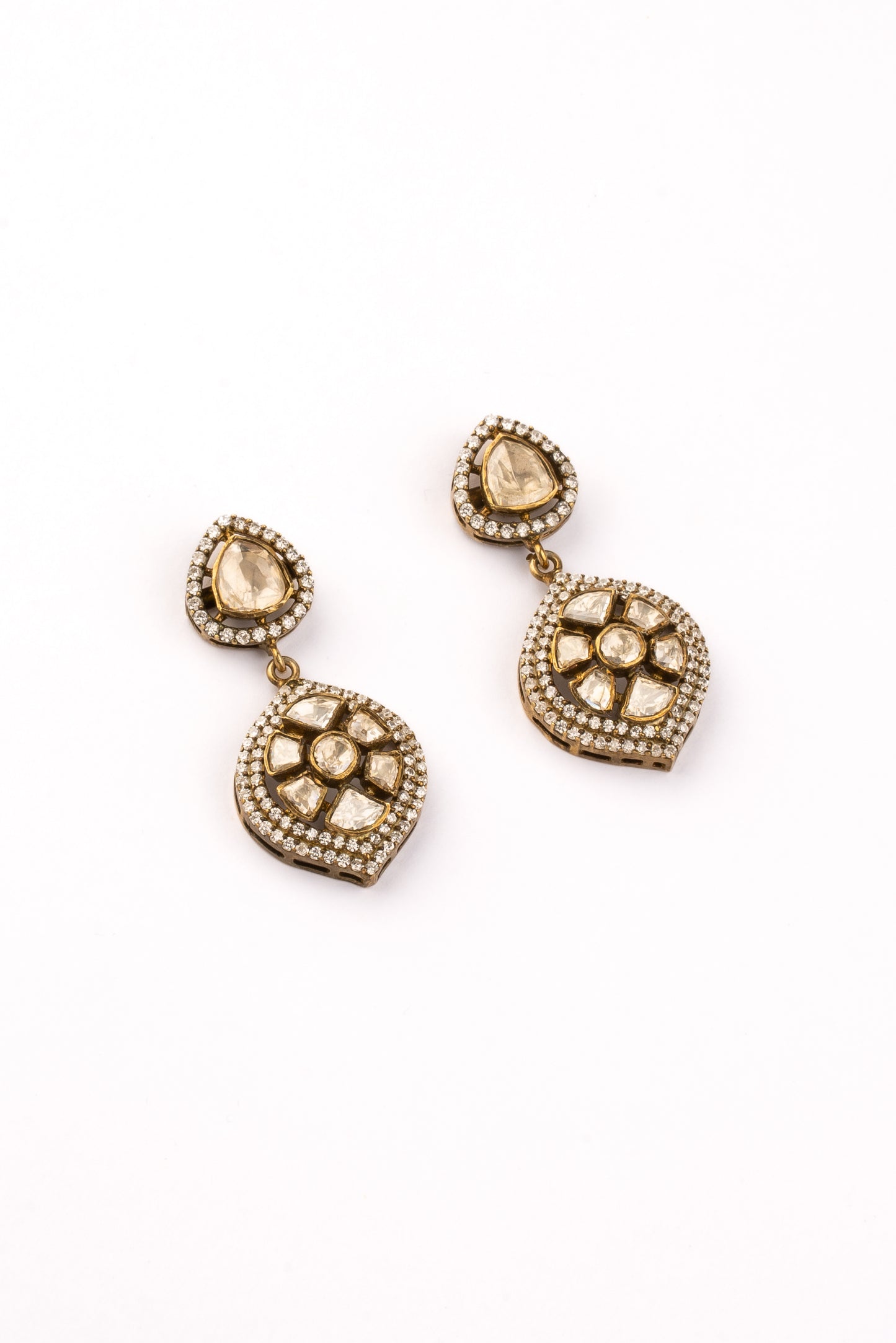 Sylvie Kundan and Zircon Drop Earrings