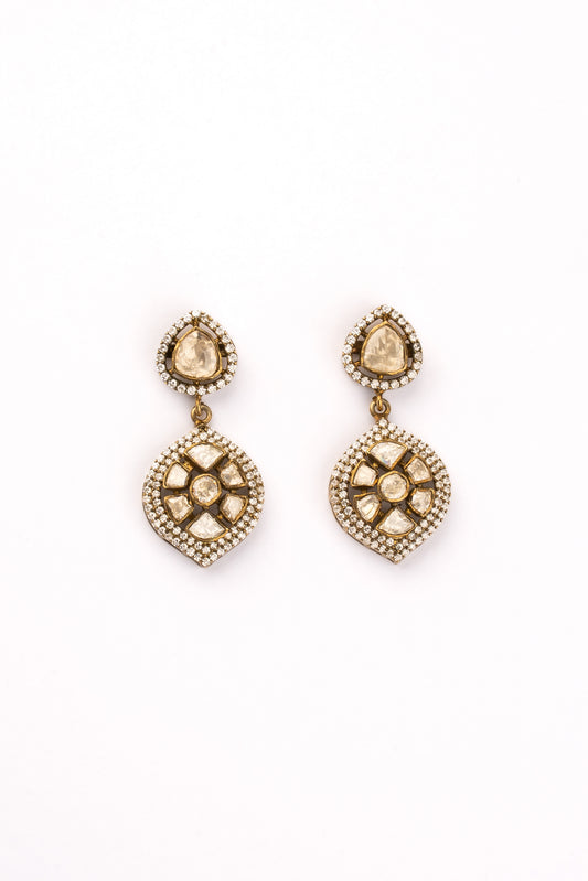 Sylvie Kundan and Zircon Drop Earrings