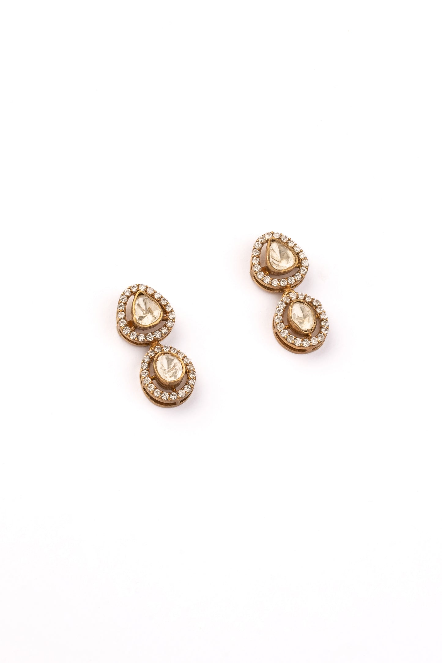 Inaya Kundan and Zircon Drop Earrings