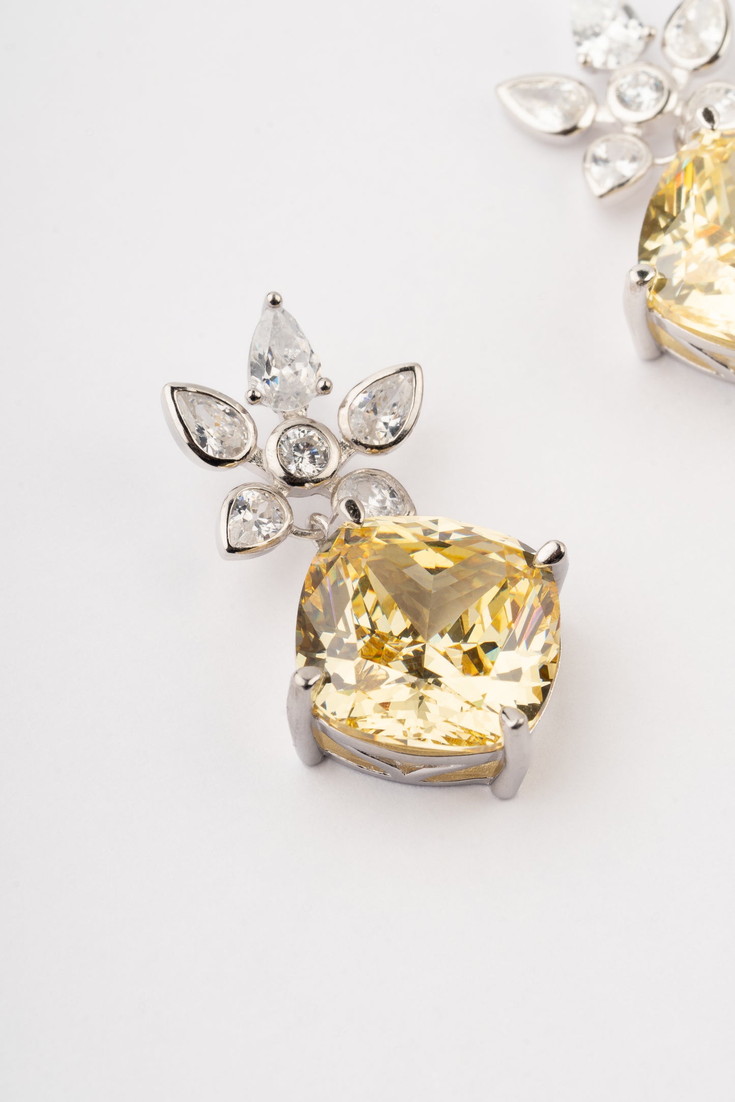 Lucie Citrine Floral Studs