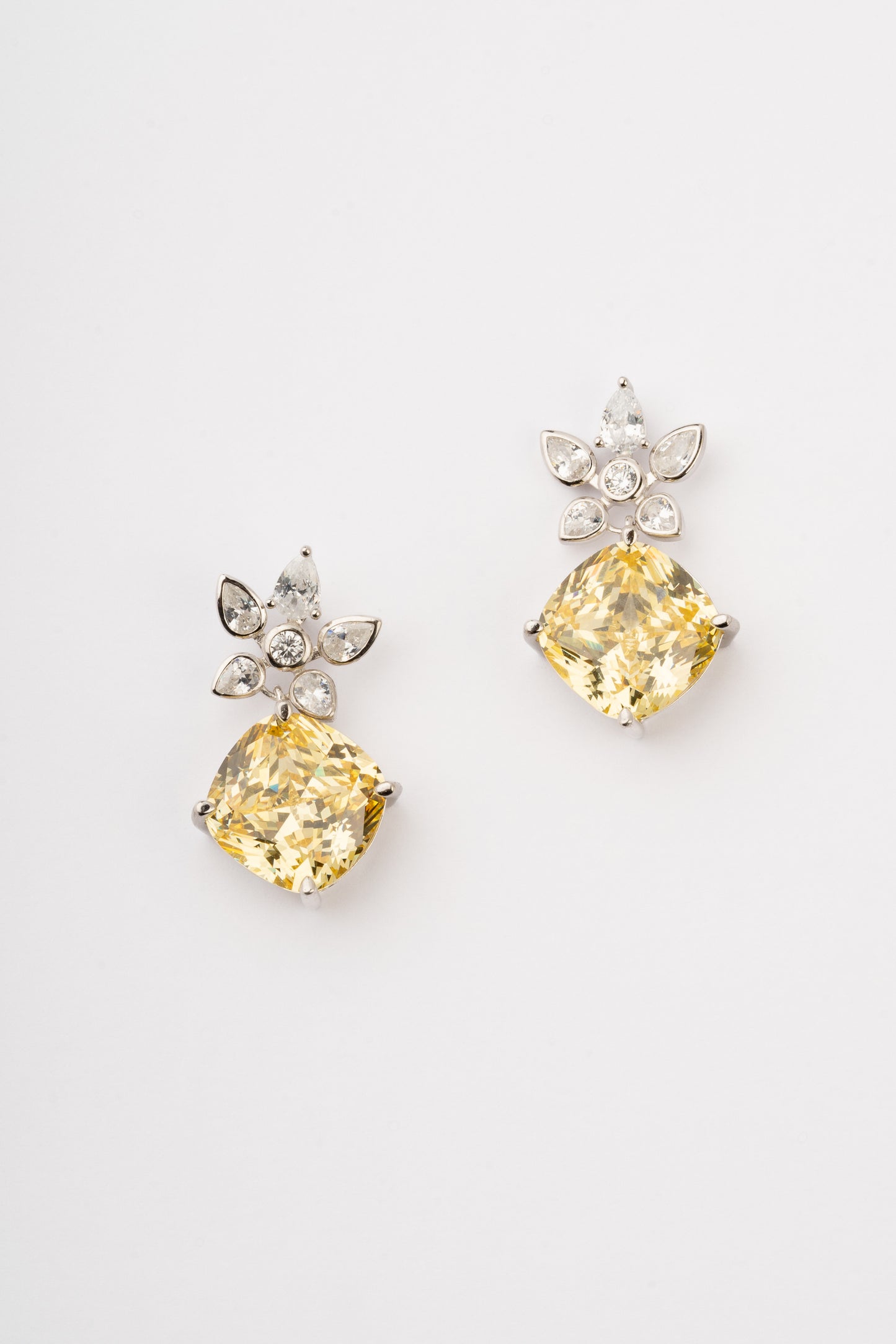 Lucie Citrine Floral Studs