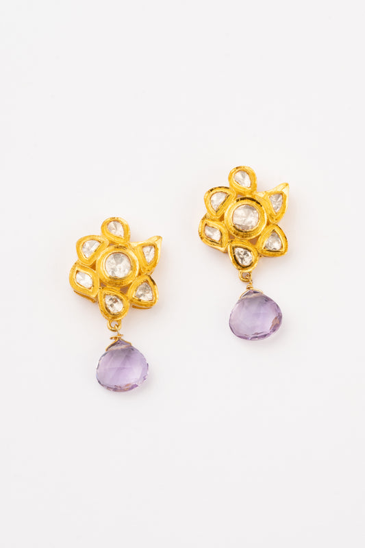 Nahid Amethyst Kundan Earrings