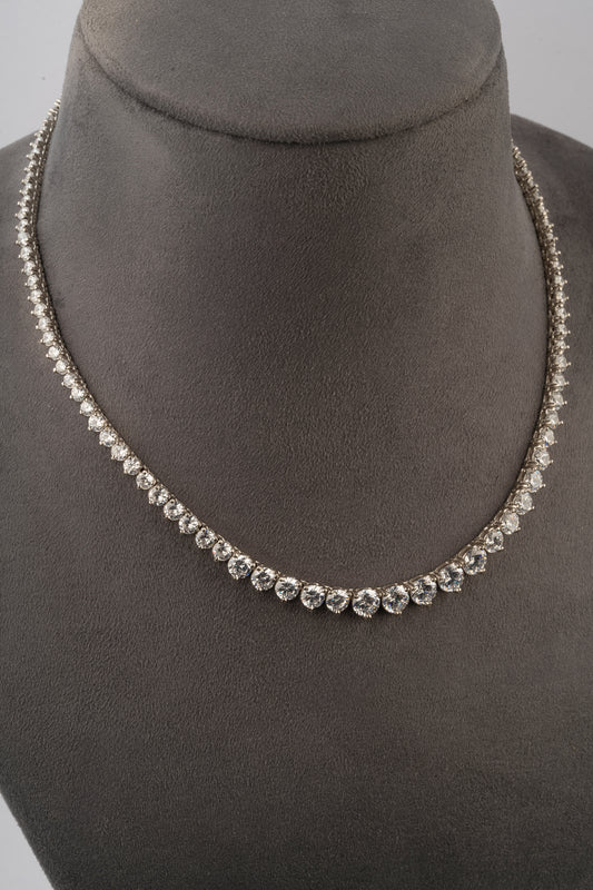 Silver Solitaire Tennis Necklace