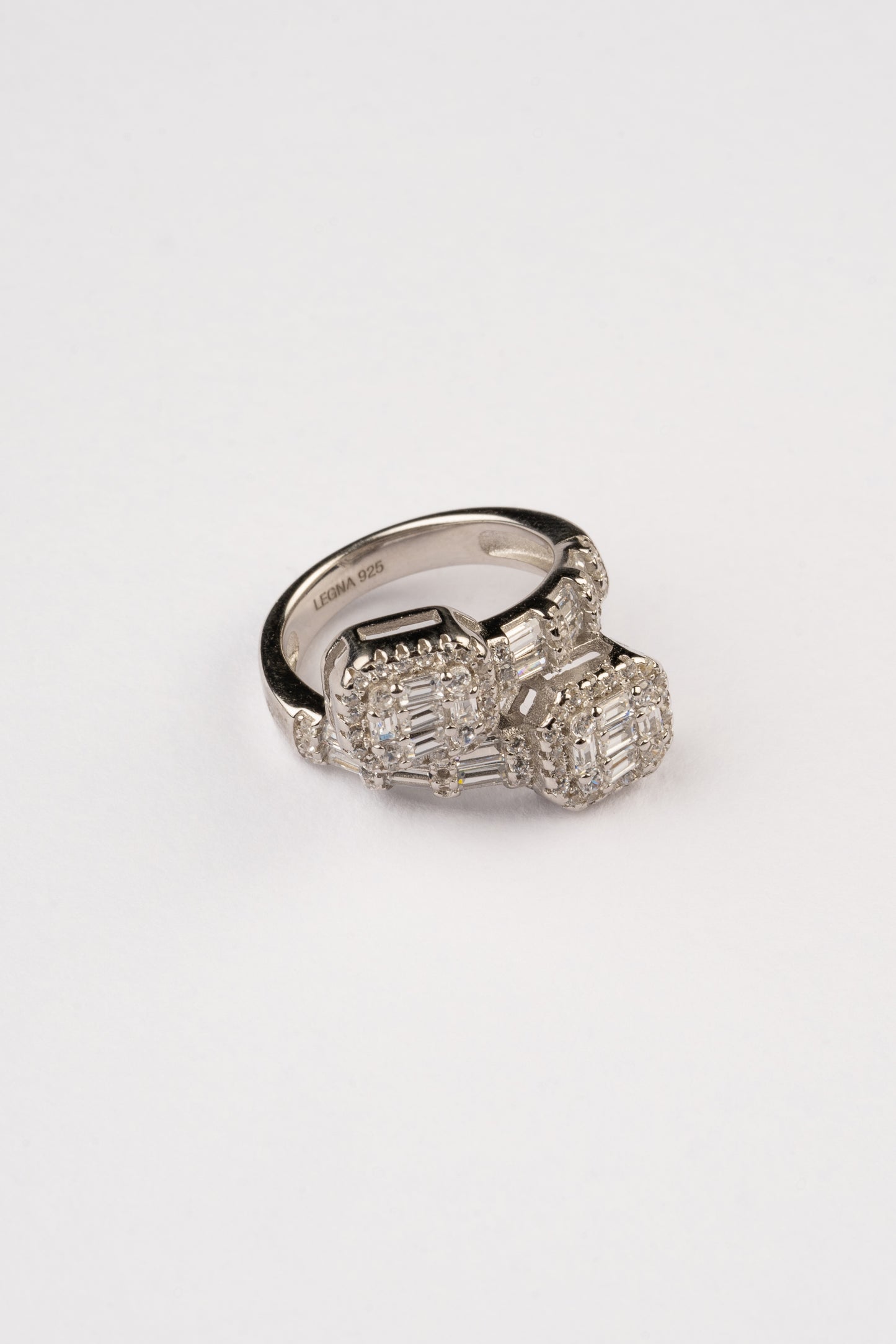 Deux Silver Zircon Ring