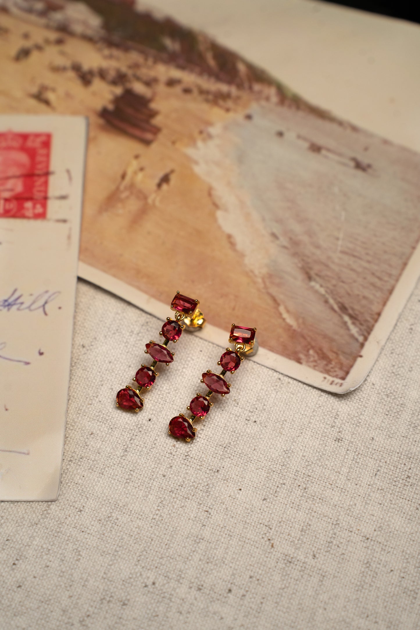 Scarlet Gemstone Drop Earrings