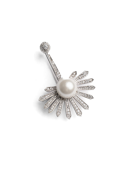 Sunburst pearl brooch