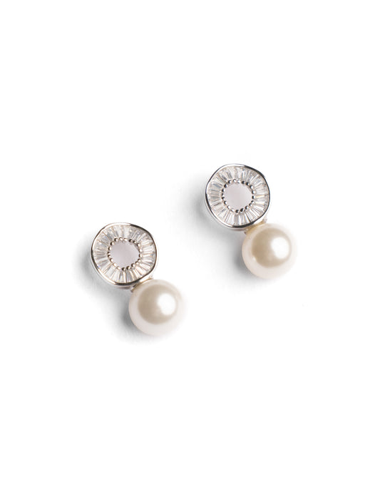 Halo pearl drop earrings
