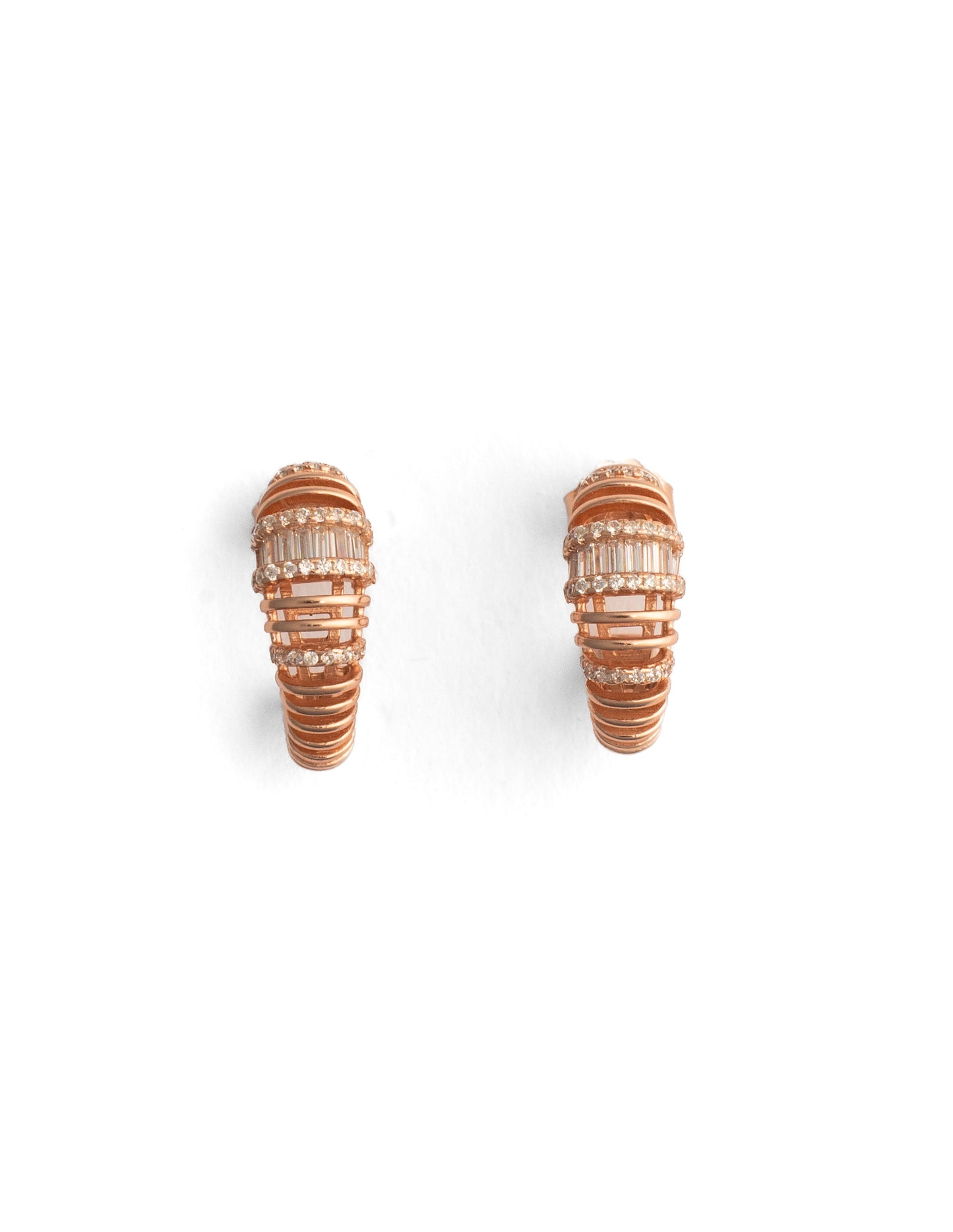 Rose Gold Ribbed Hoops