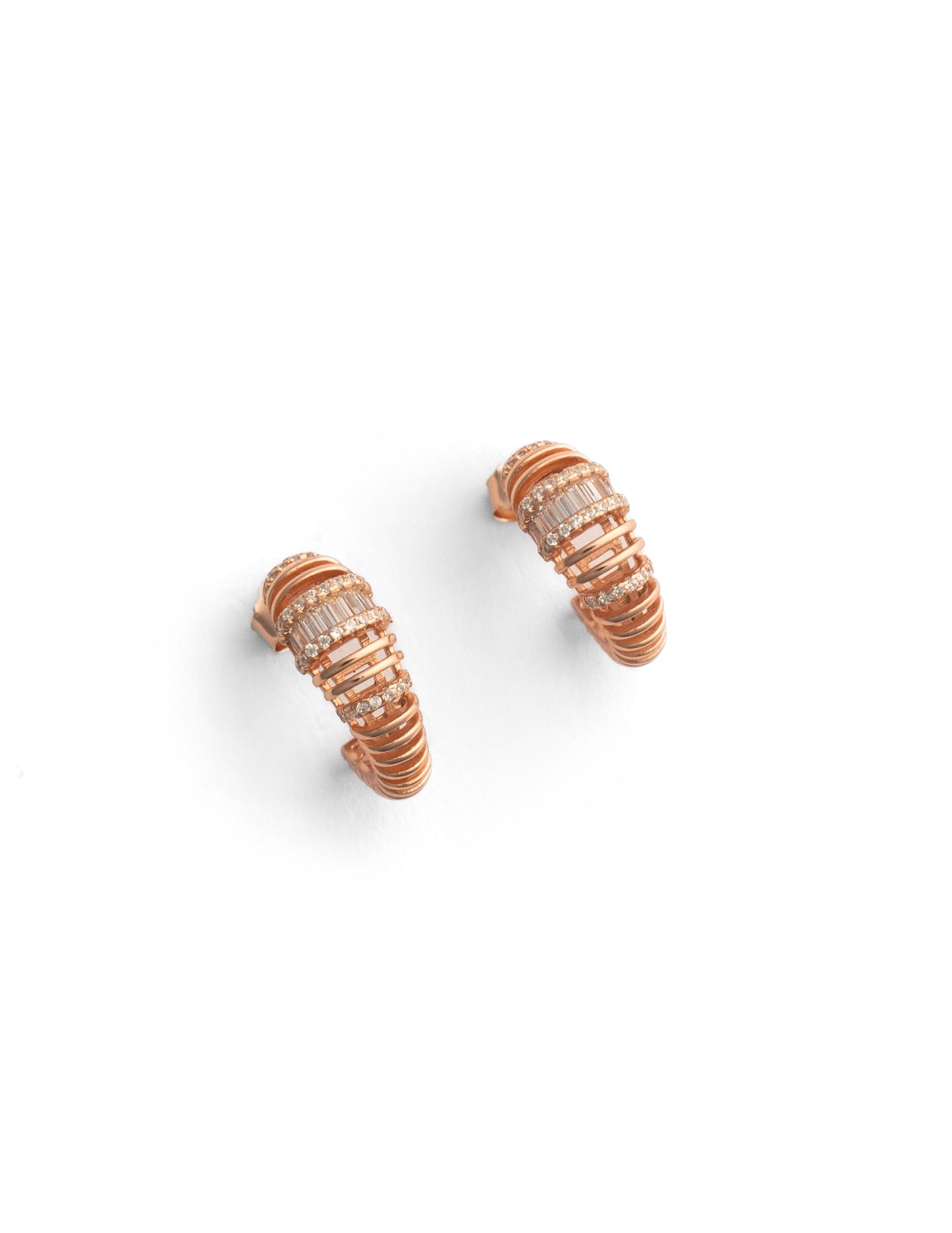 Rose Gold Ribbed Hoops