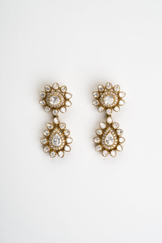 Zarna Modern Kundan Drop Earrings