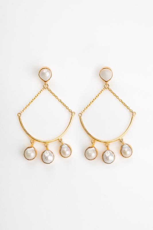 Anzu Gold Plated Pearl Earrings