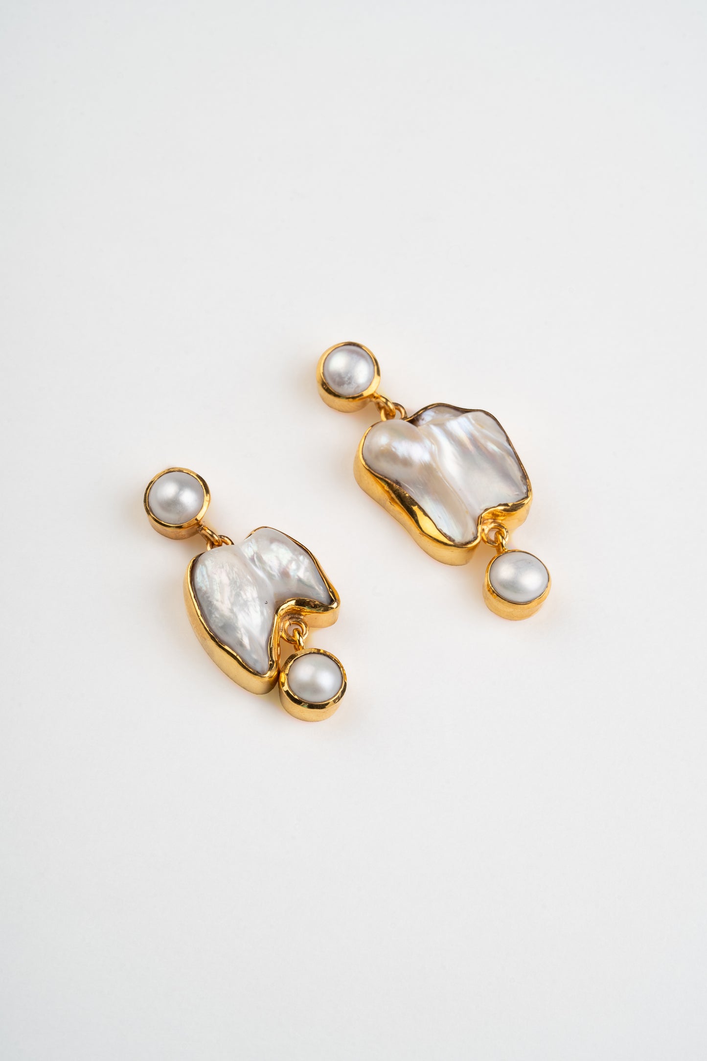 Koya Abstract Gold Plated Pearl Earring