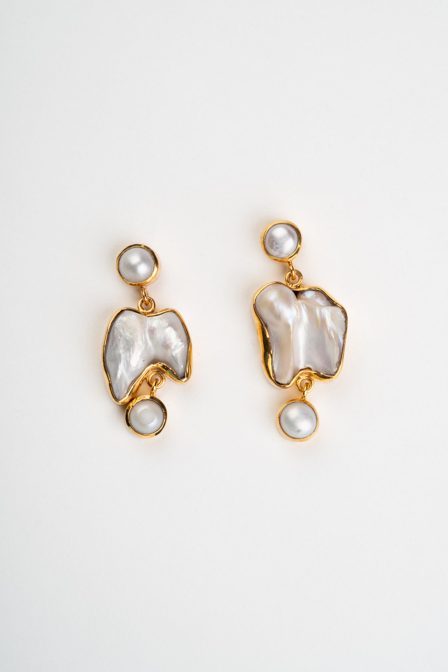 Koya Abstract Gold Plated Pearl Earring