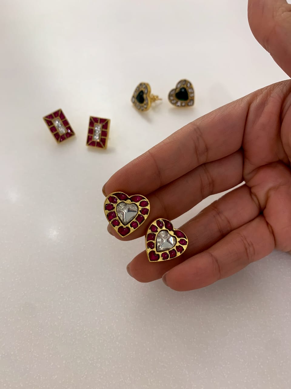 Heart Kundan Studs